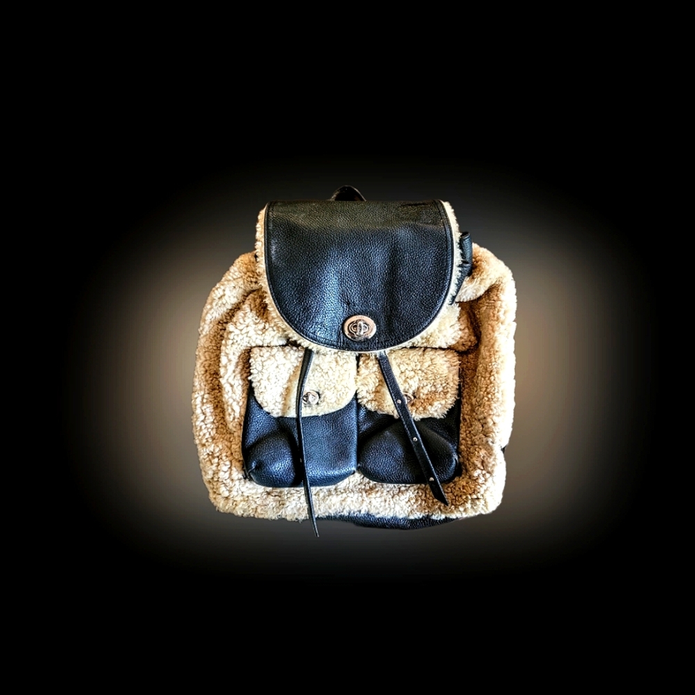 Shearling Coach Turn Lock Backpack - image 1